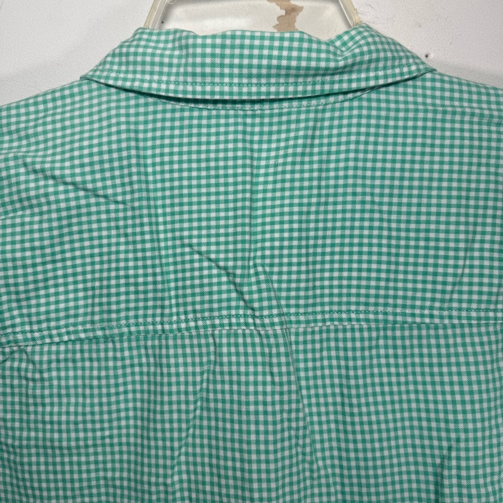 J Jill women’s medium plaid shirt roll tab sleeve‎ western country preppy green - Picture 5 of 12